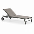 Outdoor Aluminum Sun Lounger with Textilene Fabric Adjustable Backrest Grey