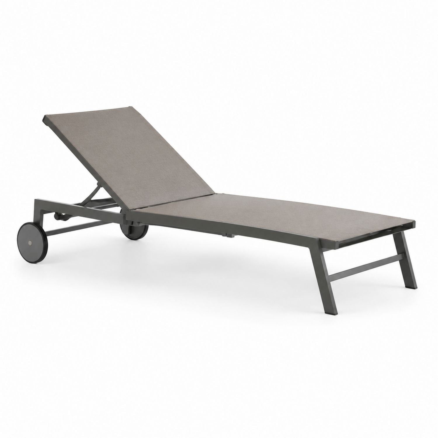Outdoor Aluminum Sun Lounger with Textilene Fabric Adjustable Backrest Grey