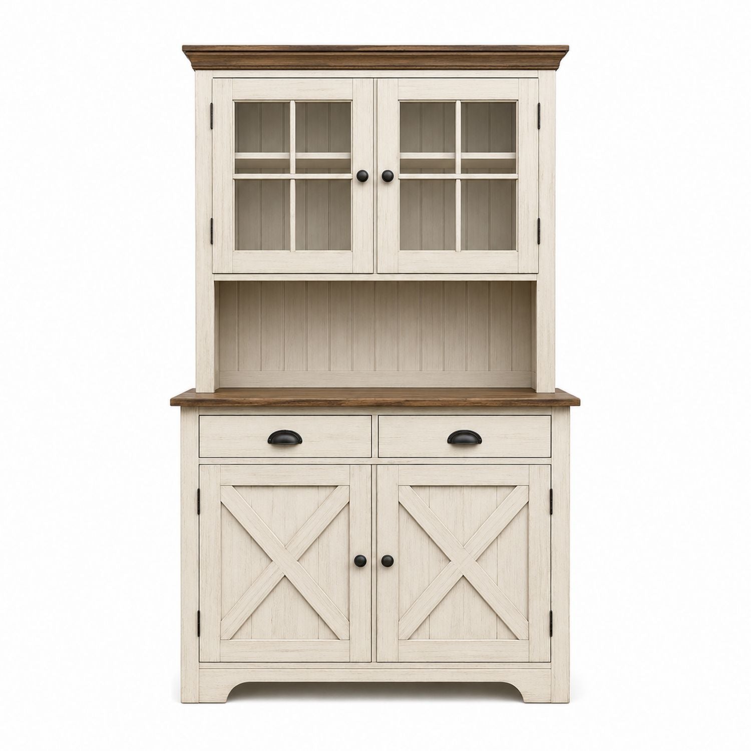 Wooden Sideboard Buffet Hutch Cabinet White/Brown 180cm Height