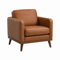 Brown Faux Leather Armchair with Solid Wood Frame