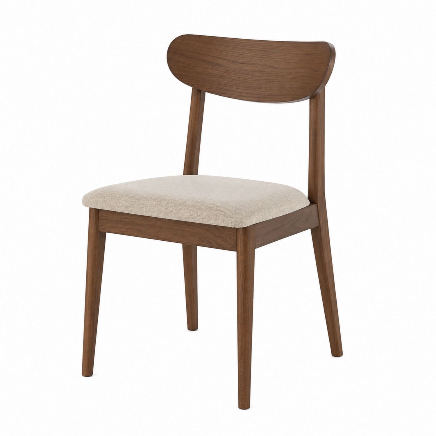 Dining Chair Solid Wood Frame Beige Polyester Upholstered Seat 45cm H