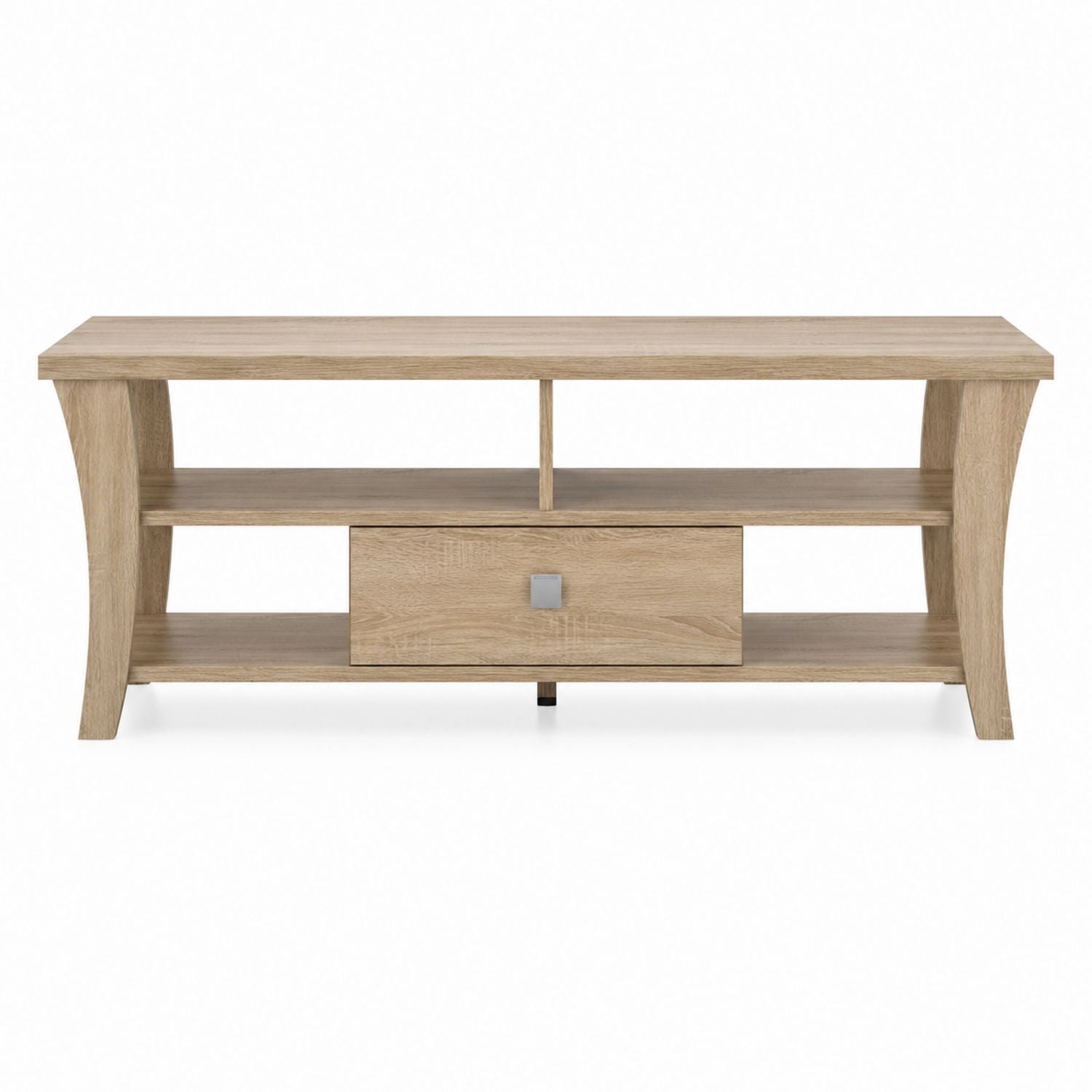 Wood TV Stand with Drawer and Open Shelves