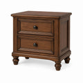 Wooden 2-Drawer Nightstand Rubberwood 60cm x 45cm x 65cm