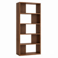 Walnut Wood Bookcase with Vertical Slats