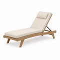 Teak Chaise Lounge with Beige Polyester Cushions and Adjustable Backrest