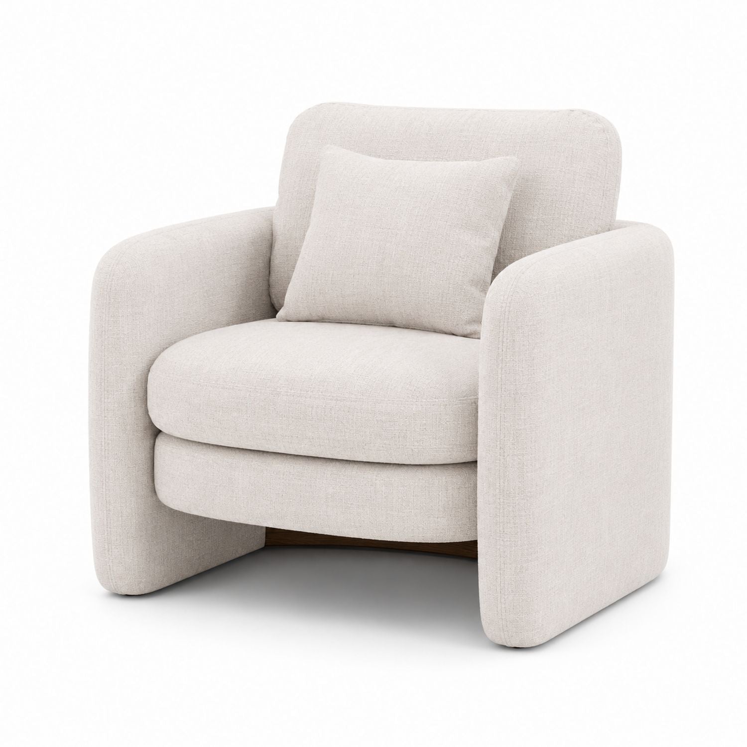 Polyester Fabric Beige Armchair with Cushion 83cm x 86cm x 85cm