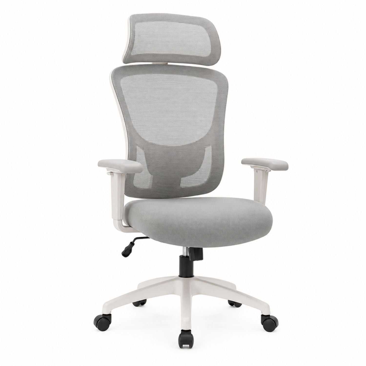 Ergonomic Mesh Office Chair with Adjustable Headrest and Armrest, Light Gray