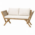 Teak Outdoor Bench with Polyester Cushions