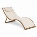 Outdoor Wicker Chaise Lounge with Beige Polyester Cushion