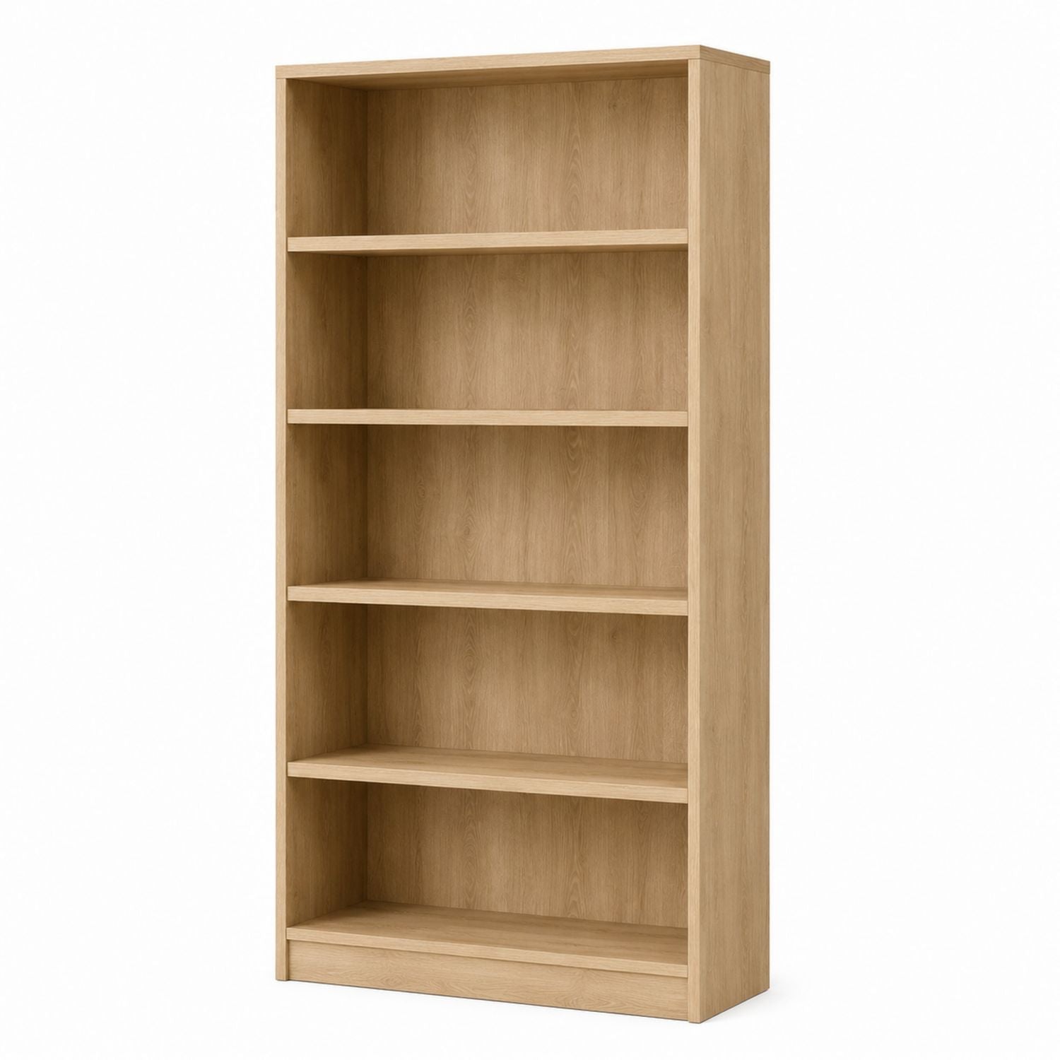 Engineered Wood Bookcase Oak Finish 5-Shelf 180cm Height