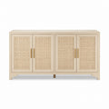 Solid Wood Sideboard with Rattan Doors Beige 150cm x 45cm x 85cm