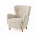 Fauteuil en lin beige avec pieds en bois massif
