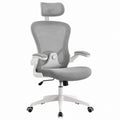 Mesh Office Chair with Adjustable Headrest and Armrests, Gray/White