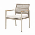 Outdoor Armchair with Aluminum Frame and Woven Rope Seat in Beige