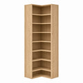 Oak Veneer L-Shaped Corner Bookshelf 6-Tier
