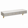 Wall-Mounted Gray Vanity with Marble Top and Gold Accents, 3 Drawers, 120cm
