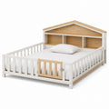 Wood Toddler Bed with Safety Rails and Shelving