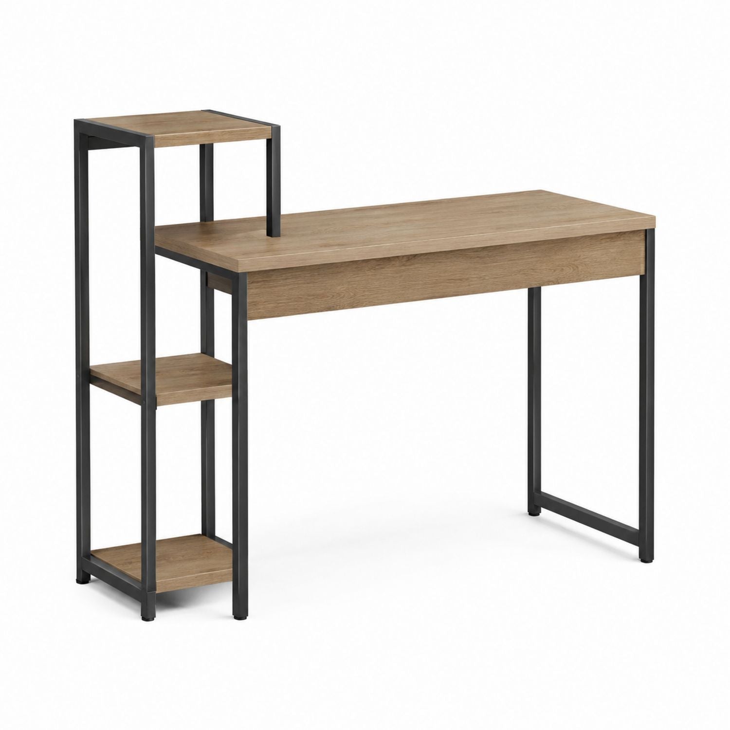 Wood and Metal Office Desk with Shelves