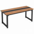 Wood Metal Rectangular Desk Oak 150cm x 70cm x 75cm