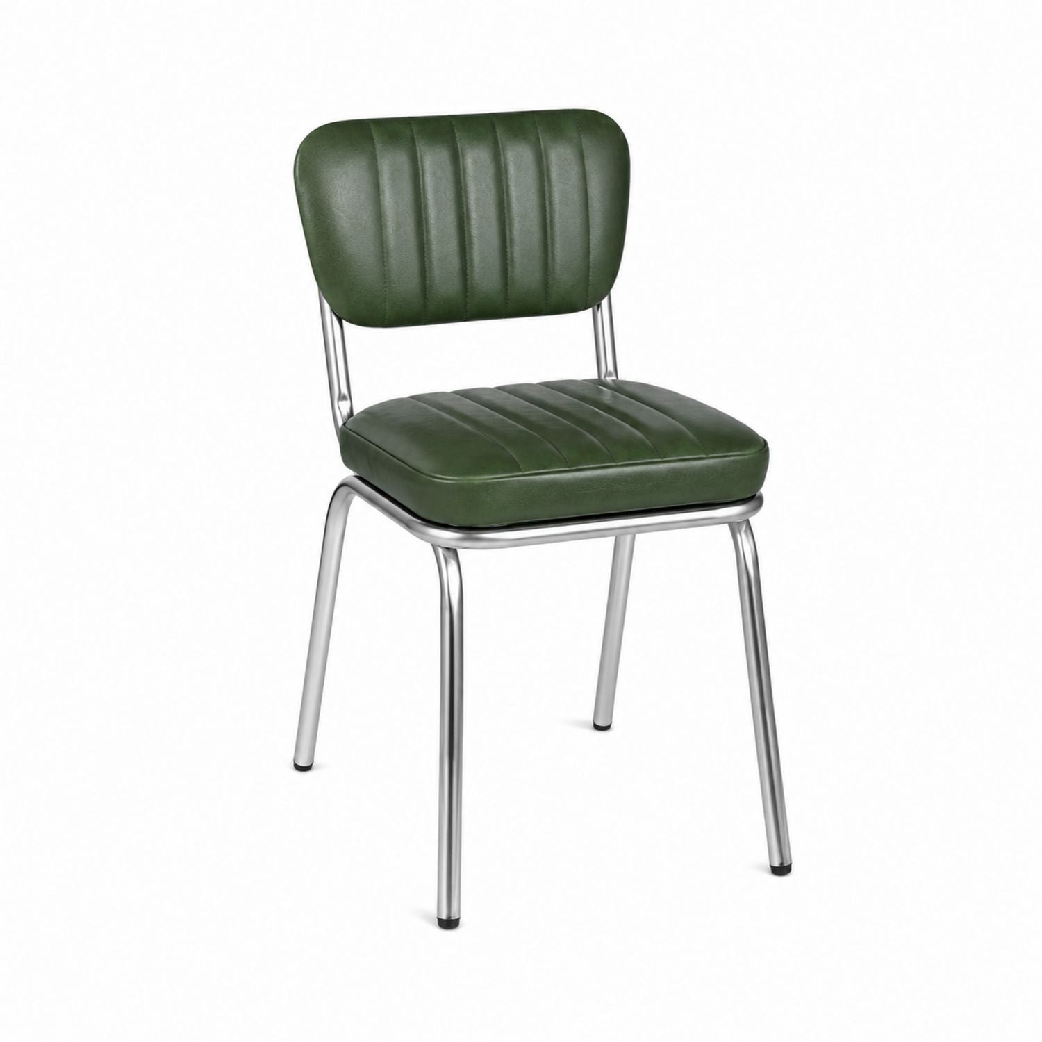 Green Faux Leather Dining Chair with Chrome Metal Frame