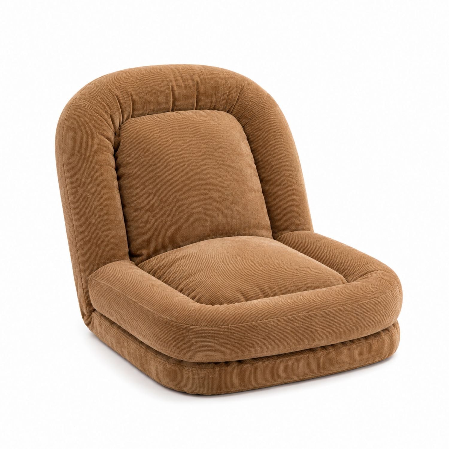Brown Corduroy Folding Floor Chair with Adjustable Backrest